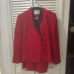 Kasper Red Blazer with Black Shawl Collar